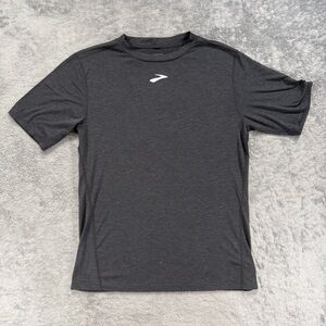 Brooks Running Men's High Point Short Sleeve Shirt Fitted Heathered Black